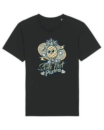Ananas Amuzant Retro Pizza Skate Skateboarder Black