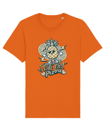 Ananas Amuzant Retro Pizza Skate Skateboarder Bright Orange