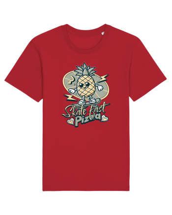 Ananas Amuzant Retro Pizza Skate Skateboarder Red