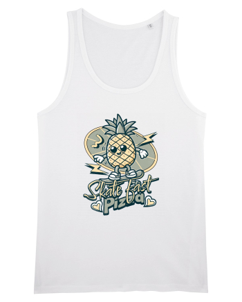 Ananas Amuzant Retro Pizza Skate Skateboarder White