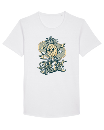 Ananas Amuzant Retro Pizza Skate Skateboarder White