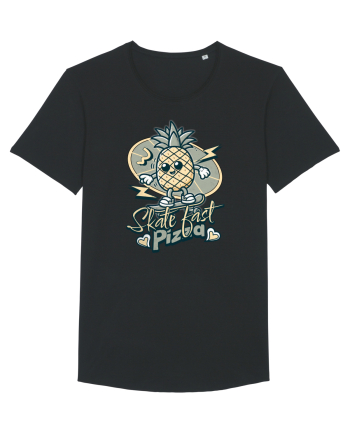 Ananas Amuzant Retro Pizza Skate Skateboarder Black