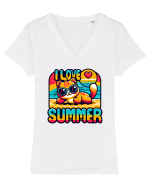 cu pisici in vacanță - I love summer Tricou mânecă scurtă guler V Damă Evoker