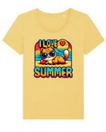 cu pisici in vacanță - I love summer Tricou mânecă scurtă guler larg fitted Damă Expresser