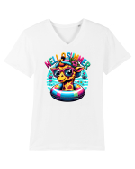 Hello summer - Girafa de piscină Tricou mânecă scurtă guler V Bărbat Presenter