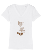 Buy Me With a Coffee Tricou mânecă scurtă guler V Damă Evoker