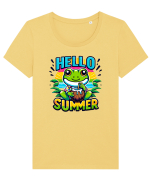Hello summer - Broscuță draguță Tricou mânecă scurtă guler larg fitted Damă Expresser