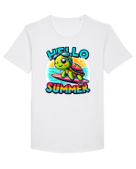 Hello summer - Țestoasă surfoasă Tricou mânecă scurtă guler larg Bărbat Skater