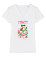 pentru iubitorii de țestoase - Crazy turtle girl Tricou mânecă scurtă guler V Damă Evoker