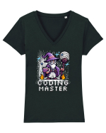 Programator Pixel Art Vrăjitor al Programării Tricou mânecă scurtă guler V Damă Evoker