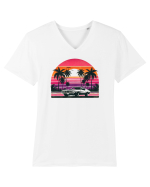 Vintage summer Tricou mânecă scurtă guler V Bărbat Presenter