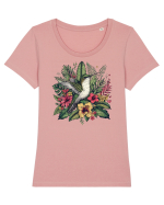 Colibri - flori exotice - 4 Tricou mânecă scurtă guler larg fitted Damă Expresser