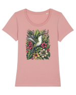 Colibri - flori exotice - 3 Tricou mânecă scurtă guler larg fitted Damă Expresser