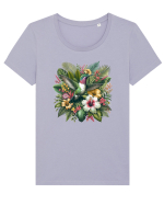 Colibri - flori exotice - 2 Tricou mânecă scurtă guler larg fitted Damă Expresser