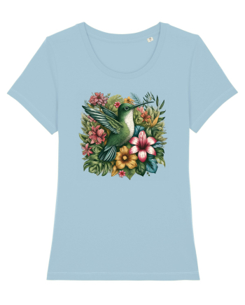Colibri - flori exotice - 1 Sky Blue