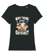 Outside the box - pisica cool Tricou mânecă scurtă guler larg fitted Damă Expresser