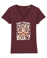 Outside the box - pisica cool 2 Tricou mânecă scurtă guler V Damă Evoker