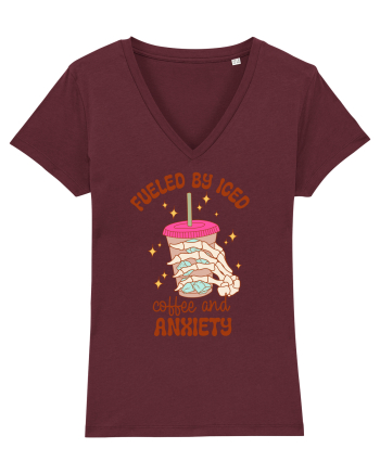 Fueled By Iced Coffee And Anxiety Burgundy