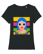 I believe in red lipstick Tricou mânecă scurtă guler larg fitted Damă Expresser
