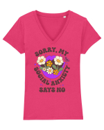 Sorry, My Social Anxiety Says No Tricou mânecă scurtă guler V Damă Evoker