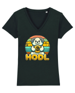HODL crypto retro life Tricou mânecă scurtă guler V Damă Evoker