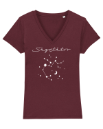 Zodiacal - Constelație Zodia Săgetător Tricou mânecă scurtă guler V Damă Evoker