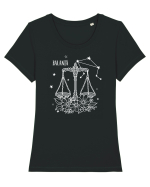 Zodiac Floral - Zodia Balanță - pt culori inchise Tricou mânecă scurtă guler larg fitted Damă Expresser