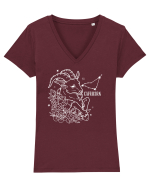 Zodiac Floral - Zodia Capricorn - pt culori inchise Tricou mânecă scurtă guler V Damă Evoker