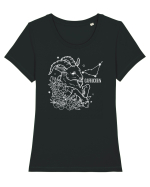 Zodiac Floral - Zodia Capricorn - pt culori inchise Tricou mânecă scurtă guler larg fitted Damă Expresser