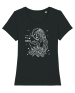 Zodiac Floral - Zodia Fecioară - pt culori inchise Tricou mânecă scurtă guler larg fitted Damă Expresser