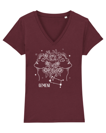 Zodiac Floral - Zodia Gemeni - pt culori inchise Burgundy