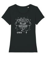 Zodiac Floral - Zodia Gemeni - pt culori inchise Tricou mânecă scurtă guler larg fitted Damă Expresser