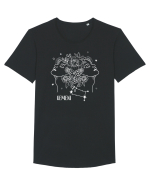 Zodiac Floral - Zodia Gemeni - pt culori inchise Tricou mânecă scurtă guler larg Bărbat Skater