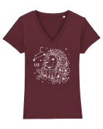 Zodiac Floral - Zodia Leu - pt culori inchise Tricou mânecă scurtă guler V Damă Evoker