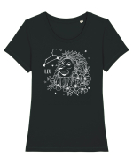 Zodiac Floral - Zodia Leu - pt culori inchise Tricou mânecă scurtă guler larg fitted Damă Expresser