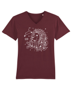 Zodiac Floral - Zodia Leu - pt culori inchise Tricou mânecă scurtă guler V Bărbat Presenter