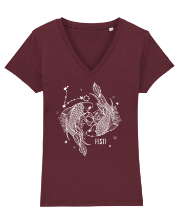 Zodiac Floral - Zodia Pești - pt culori inchise Burgundy