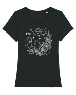 Zodiac Floral - Zodia Rac - pt culori inchise Tricou mânecă scurtă guler larg fitted Damă Expresser