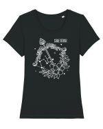 Zodiac Floral - Zodia Săgetător - pt culori inchise Tricou mânecă scurtă guler larg fitted Damă Expresser