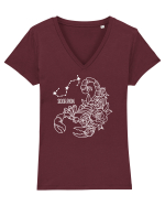 Zodiac Floral - Zodia Scorpion - pt culori inchise Tricou mânecă scurtă guler V Damă Evoker