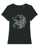 Zodiac Floral - Zodia Scorpion - pt culori inchise Tricou mânecă scurtă guler larg fitted Damă Expresser