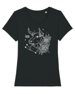 Zodiac Floral - Zodia Taur - pt culori inchise Tricou mânecă scurtă guler larg fitted Damă Expresser