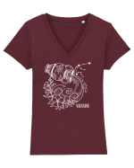 Zodiac Floral - Zodia Vărsător - pt culori inchise Tricou mânecă scurtă guler V Damă Evoker
