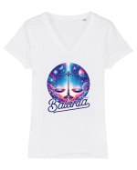 Zodia Balanță - Identitatea ta cosmică Tricou mânecă scurtă guler V Damă Evoker