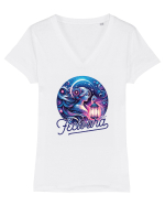 Zodia Fecioară - Identitatea ta cosmică Tricou mânecă scurtă guler V Damă Evoker