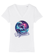 Zodia Săgetător - Identitatea ta cosmică Tricou mânecă scurtă guler V Damă Evoker