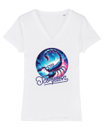 Zodia Scorpion - Identitatea ta cosmică Tricou mânecă scurtă guler V Damă Evoker