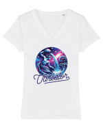 Zodia Vărsător - Identitatea ta cosmică Tricou mânecă scurtă guler V Damă Evoker