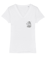 Zodiac elegant și minimalist - Zodia Fecioară Tricou mânecă scurtă guler V Damă Evoker