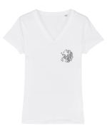 Zodiac elegant și minimalist - Zodia Scorpion Tricou mânecă scurtă guler V Damă Evoker